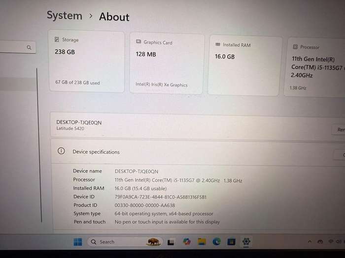Dell Latitude 5420, 11th Gen i5 Intel Xe Graphics ,Lte  16Gb Ram, 256GB Nvme Ssd, Fhd Display
