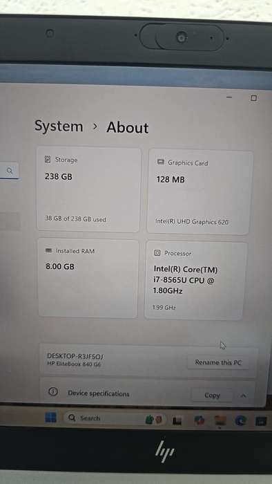 HP EliteBook 840 G6  8th Gen i7-8665U@1.9Ghz, 8gb Ram, 256Gb Ssd Fhd Display Lte