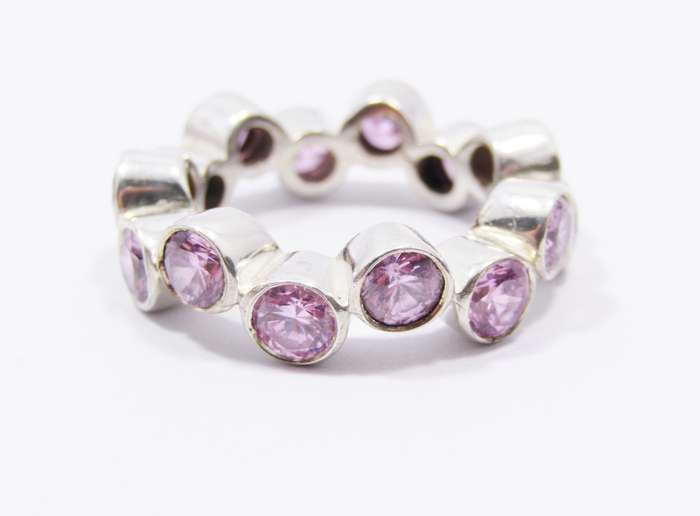 A Gorgeous Chunky Pink Zirconia Full Eternity in Sterling Silver.