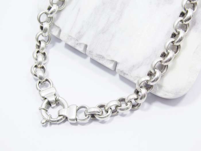 Chunky Round Link Necklace with Signoretti Clasp in Sterling Silver