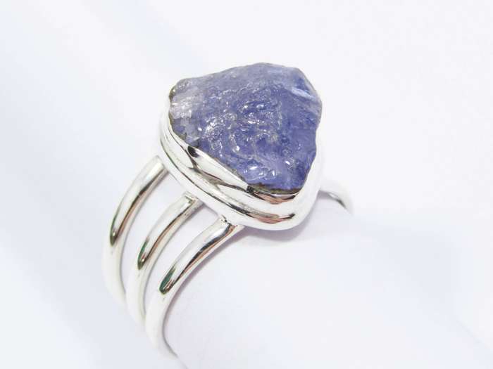 A Gorgeous Natural Raw Tanzanite Ring in Sterling Silver.