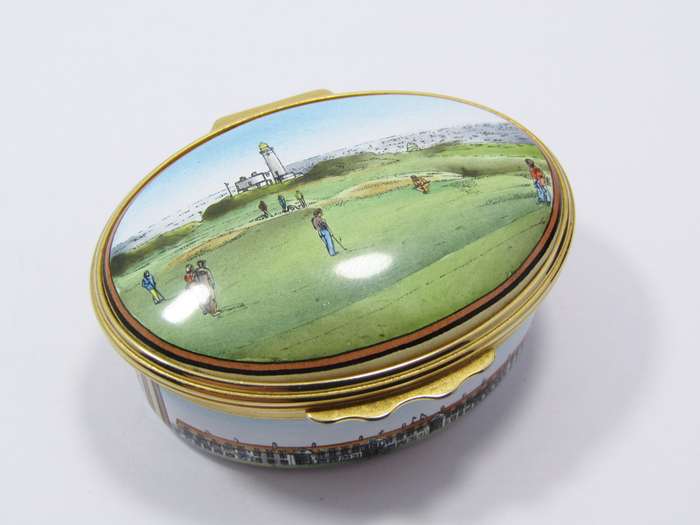 Rare, Halcyon Days "Turnberry Golf Course" Enameled Box