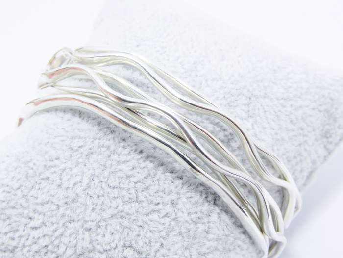 Stunning Flat Sturdy Wavy Design Bangles in Sterling Silver