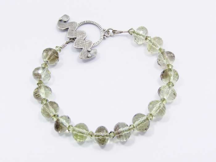 A Gorgeous Facetted Quartz Bracelet With an Amazing Fob  Snake Design Clasp in Sterling Silver
