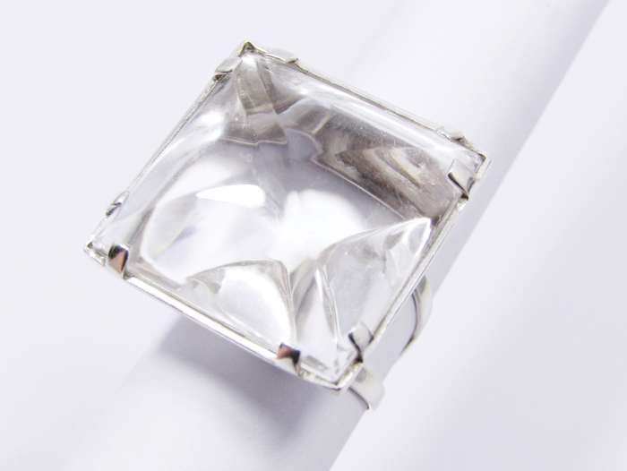Beautiful! Chunky Rock Crystal & Sterling Silver Ring