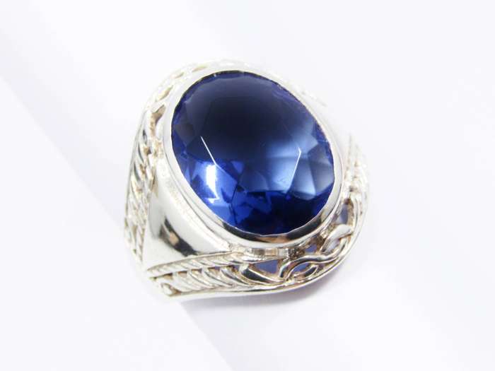 A Beautiful Chunky Blue Zirconia Ring in Sterling Silver