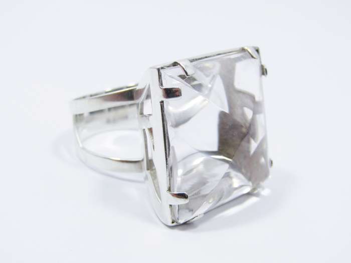 Beautiful! Chunky Rock Crystal & Sterling Silver Ring