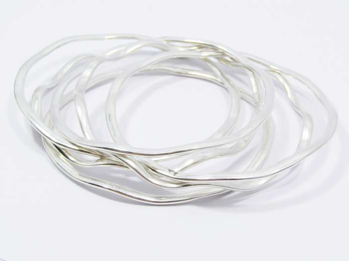 Stunning Flat Sturdy Wavy Design Bangles in Sterling Silver