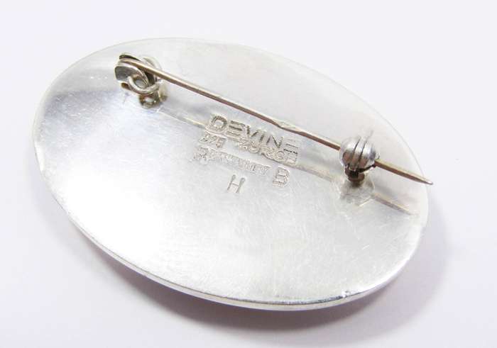 A Stunning Large Switzerland Designer Mother of Pearl Brooch in Sterling Silver