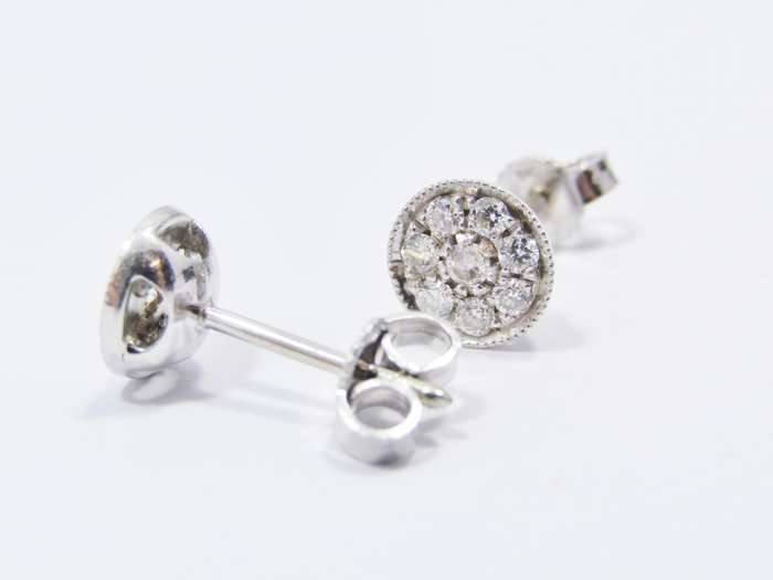 Classic! 9CT White Gold & Diamond Earrings