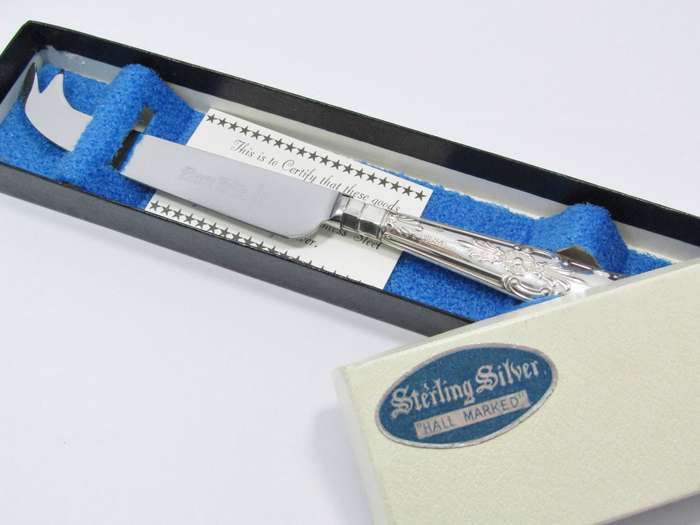 Vintage UK Hallmarked Sterling Silver-Handled Cheese Knife in Box