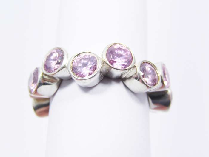 A Gorgeous Chunky Pink Zirconia Full Eternity in Sterling Silver.