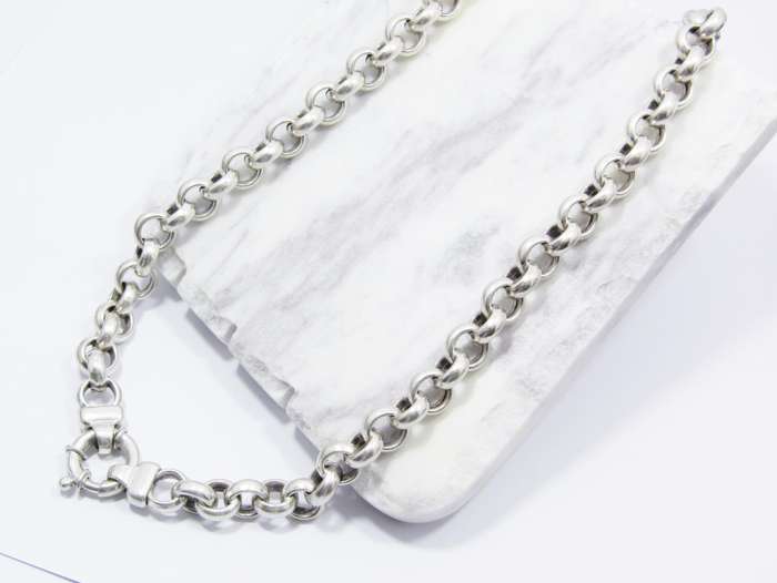 Chunky Round Link Necklace with Signoretti Clasp in Sterling Silver