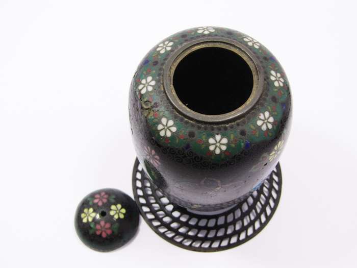Antique Meiji Period Cloisonne Jar with Cover