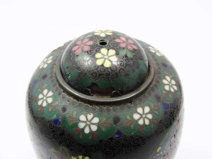 Antique Meiji Period Cloisonne Jar with Cover