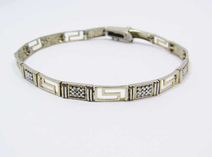 Lovely Sterling Silver Gilt Paneled Link Bracelet