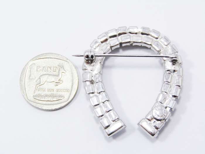 Amazing! Vintage Sterling Silver & Rhinestone Horse Shoe Brooch