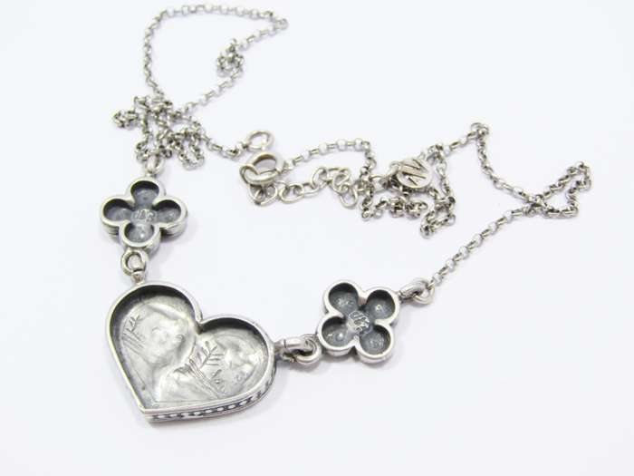 A Beautiful Always together  Vintage Design Heart Necklace in Sterling Silver.