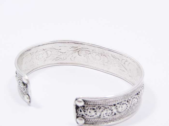 A Gorgeous Textured Cuff with Coral and Turquois Stones in Sterling Silver