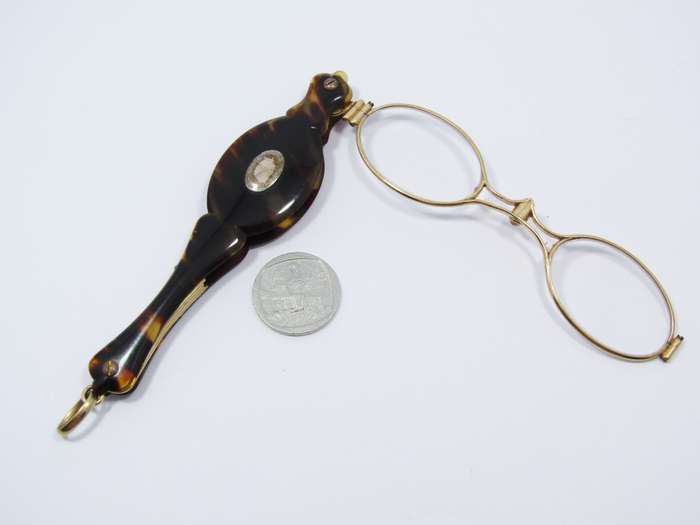 Stunning! Antique French Rolled Gold & Tortoiseshell Lorgnette