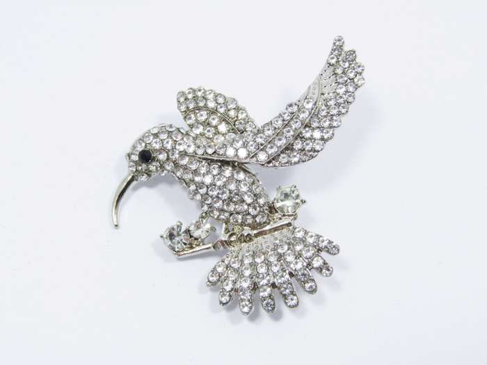Sparkling Costume Jewellery Hummingbird Brooch