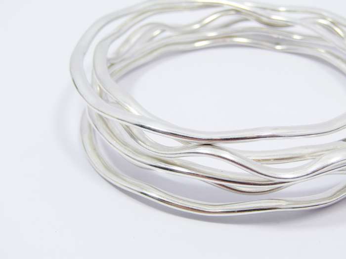 Stunning Flat Sturdy Wavy Design Bangles in Sterling Silver