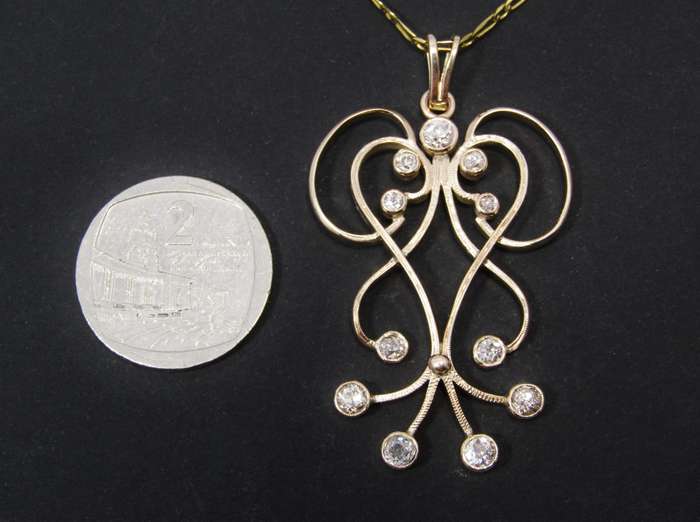 Exceptional! Statement Antique Style Gold & 1.5ct Diamond Necklace