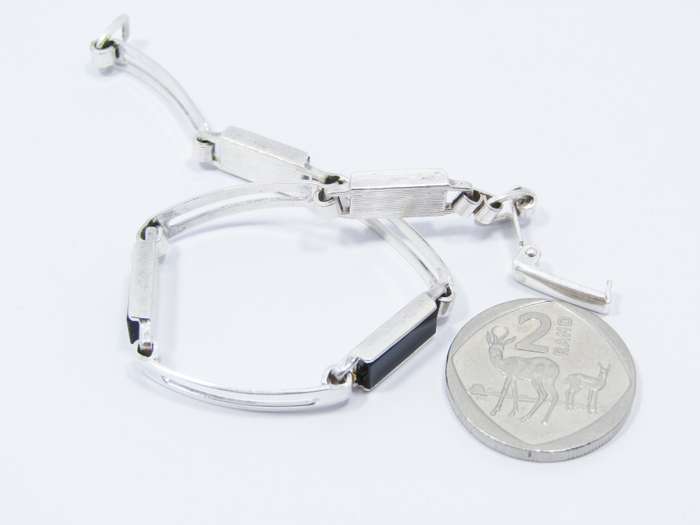 Modernist Silver & Onyx Bracelet by Friedrich Speidel