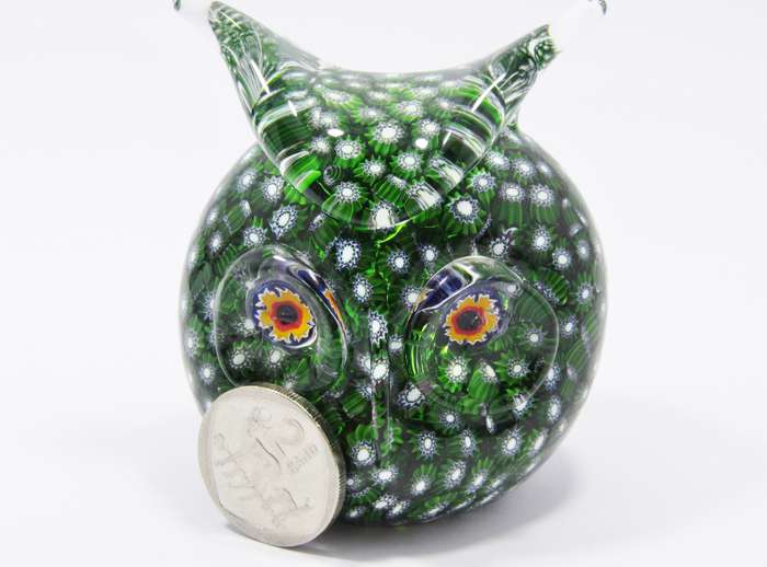 A Lovely Large Vintage Murano Millefiori Owl