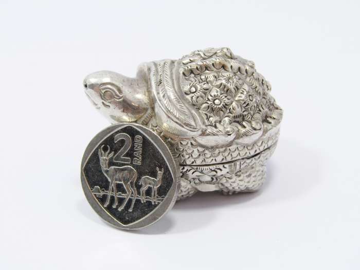 Vintage Cambodian Silver Miniature Box in the form of a Turtle