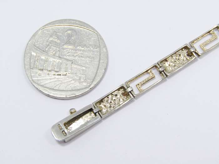 Lovely Sterling Silver Gilt Paneled Link Bracelet