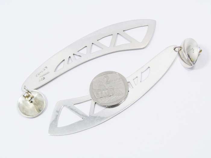 A Gorgeous Bold Pair of Mexican Design Earrings in Sterling Silver