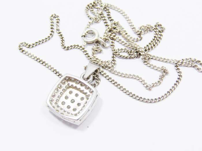 A Very Pretty Square Zirconia Pendant on Chain in Sterling Silver