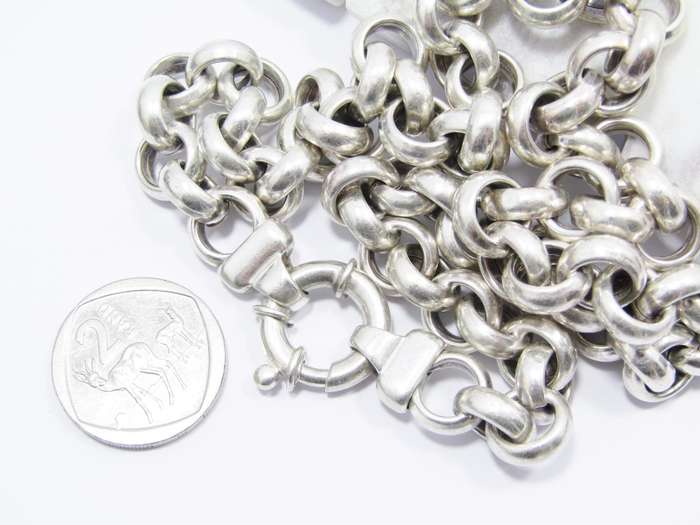 Chunky Round Link Necklace with Signoretti Clasp in Sterling Silver