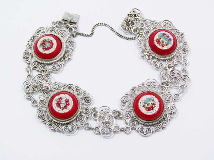 Gorgeous Chunky Micro Mosaic Bracelet in Silver