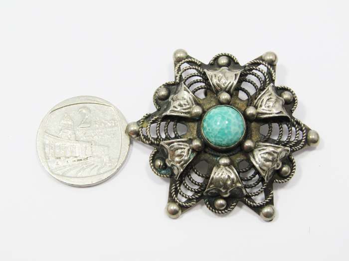 Vintage Italian Silver-Tone Costume Jewellery Brooch