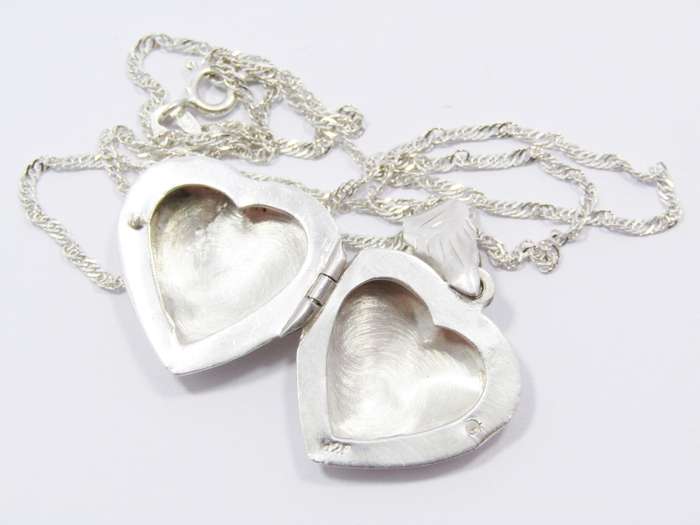 Lovely Vintage Style Engraved Locket Locket On Chain in Sterling Silver