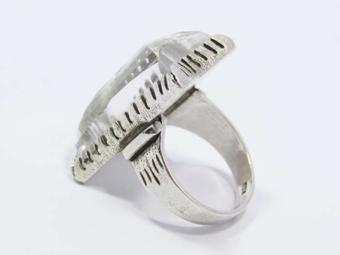 Lovely Vintage Mexico 950 Silver & Rock Crystal Ring