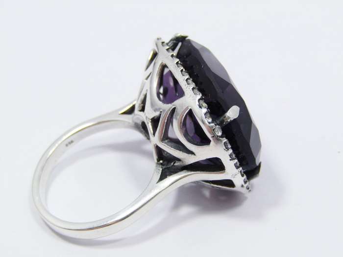 A Gorgeous Chunky Purple Stone Ring in Sterling Silver