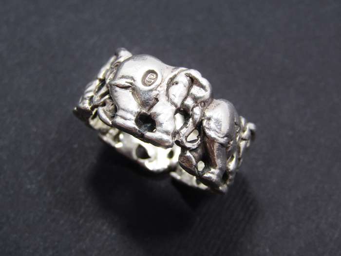 Beautiful! Patrick Mavros "Elephant Procession" Silver Ring