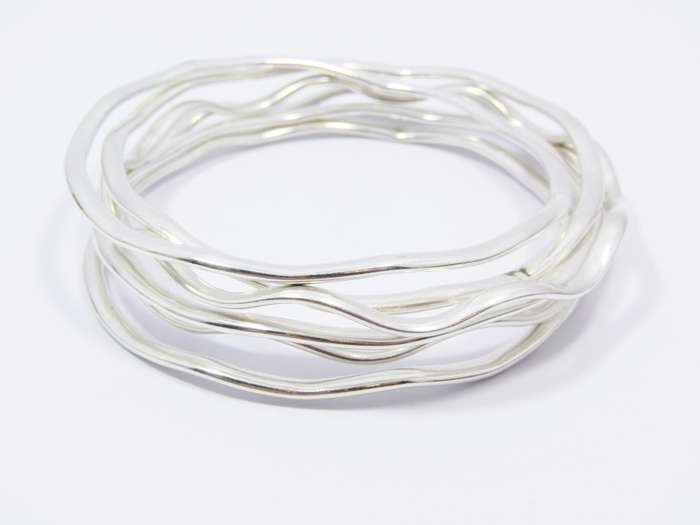 Stunning Flat Sturdy Wavy Design Bangles in Sterling Silver
