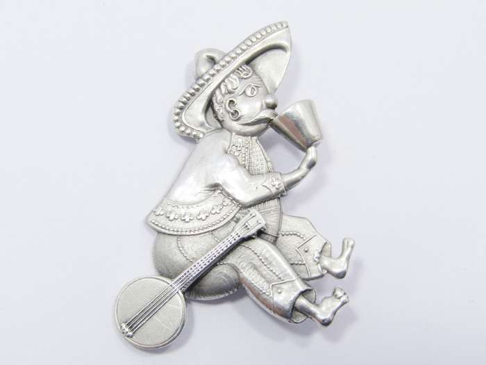 A Gorgeous Candida  Mexican Mariachi Band Brooch in Sterling Silver