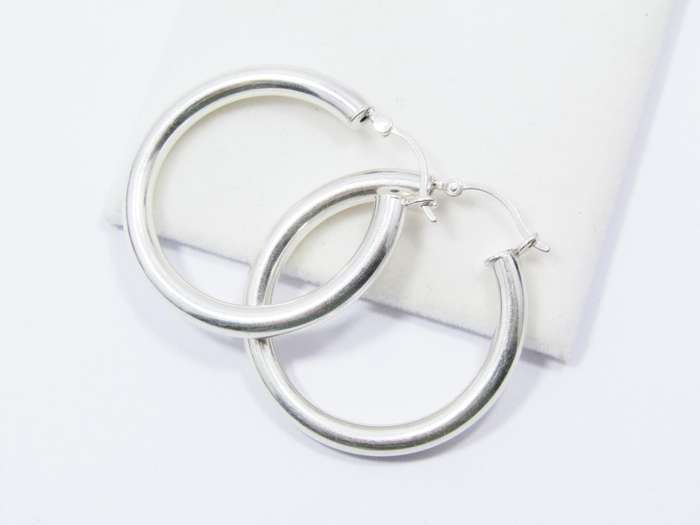 A Stunning Pair of Gypsy Hoop Earrings in Sterling Silver