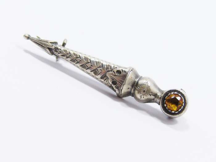 Antique Scottish Sterling Silver Small Dirk Brooch
