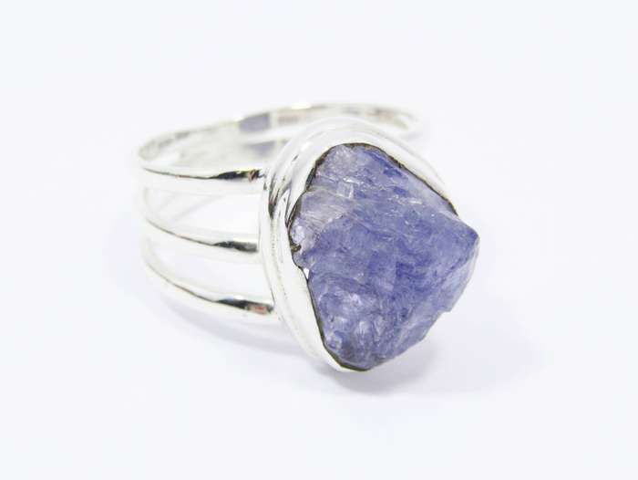 A Gorgeous Natural Raw Tanzanite Ring in Sterling Silver.