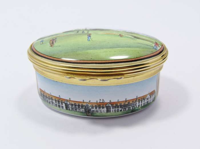 Rare, Halcyon Days "Turnberry Golf Course" Enameled Box