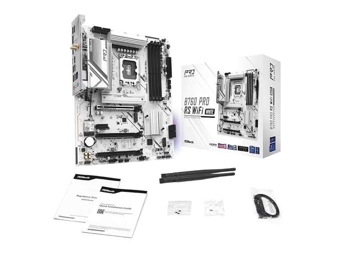 Asrock B760M Pro RS WiFi White Intel Micro ATX Motherboard DDR5 DIMM 7200 MHz 256 GB LGA1700