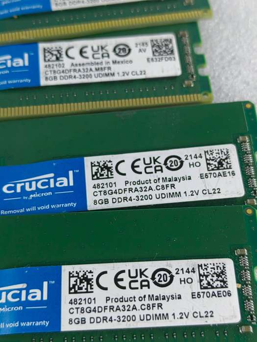Crucial 32GB (4x8GB) DDR4 3200MHz UDIMM Desktop Memory
