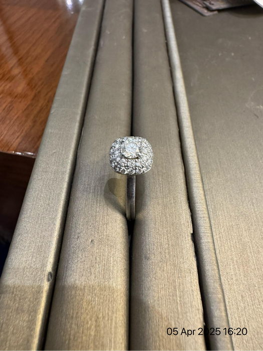 Platinum double Halo design engagement ring set