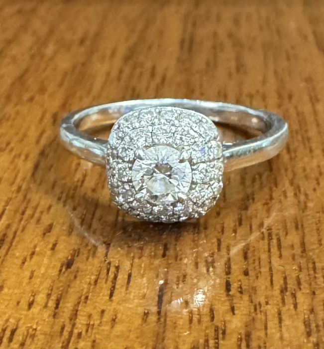 Platinum double Halo design engagement ring set